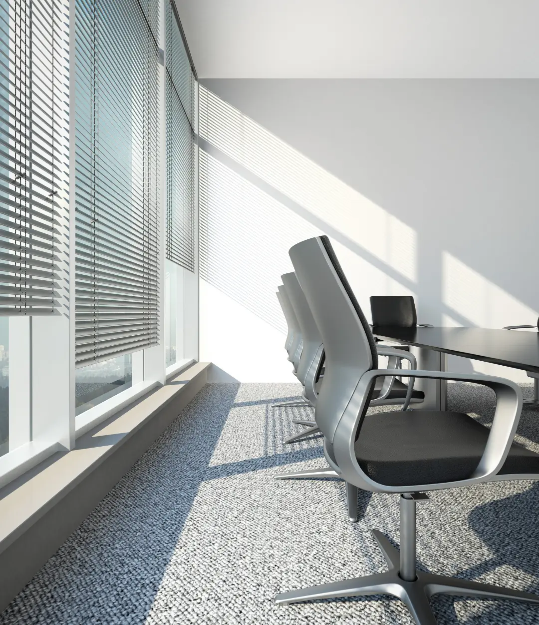 Custom-made roller blinds for conference rooms